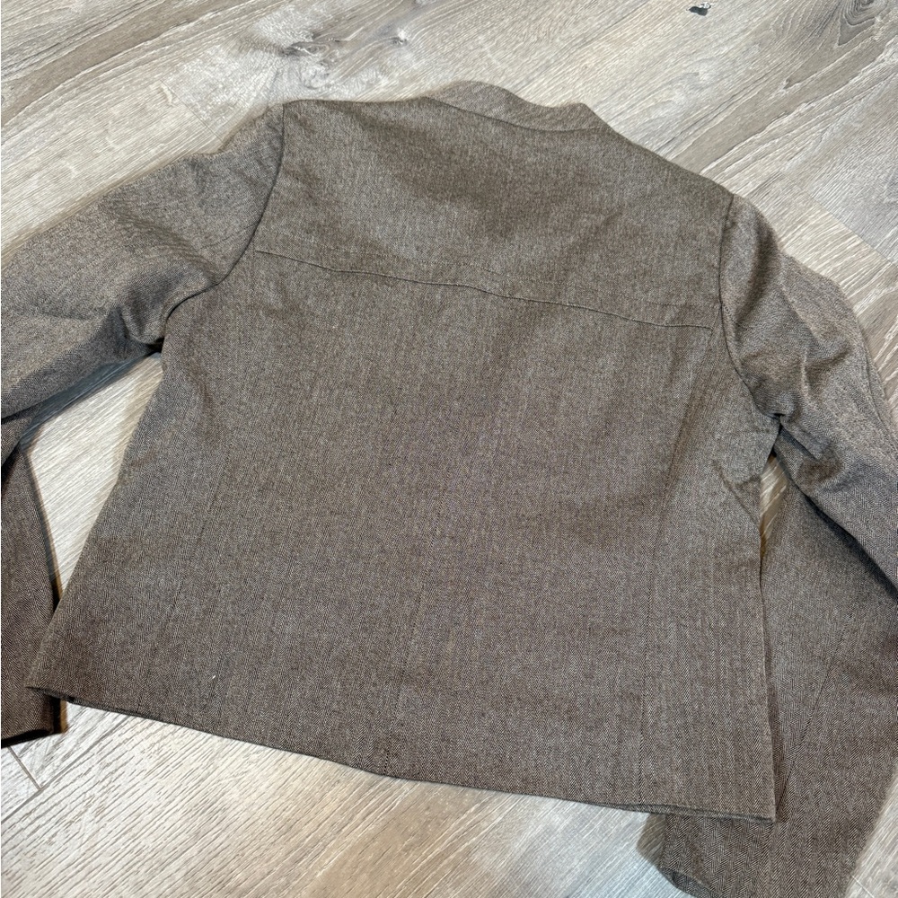 Coldwater Creek Brown Herringbone Collarless Hook And Eye Blazer-size S (6-8) - Picture 11 of 12